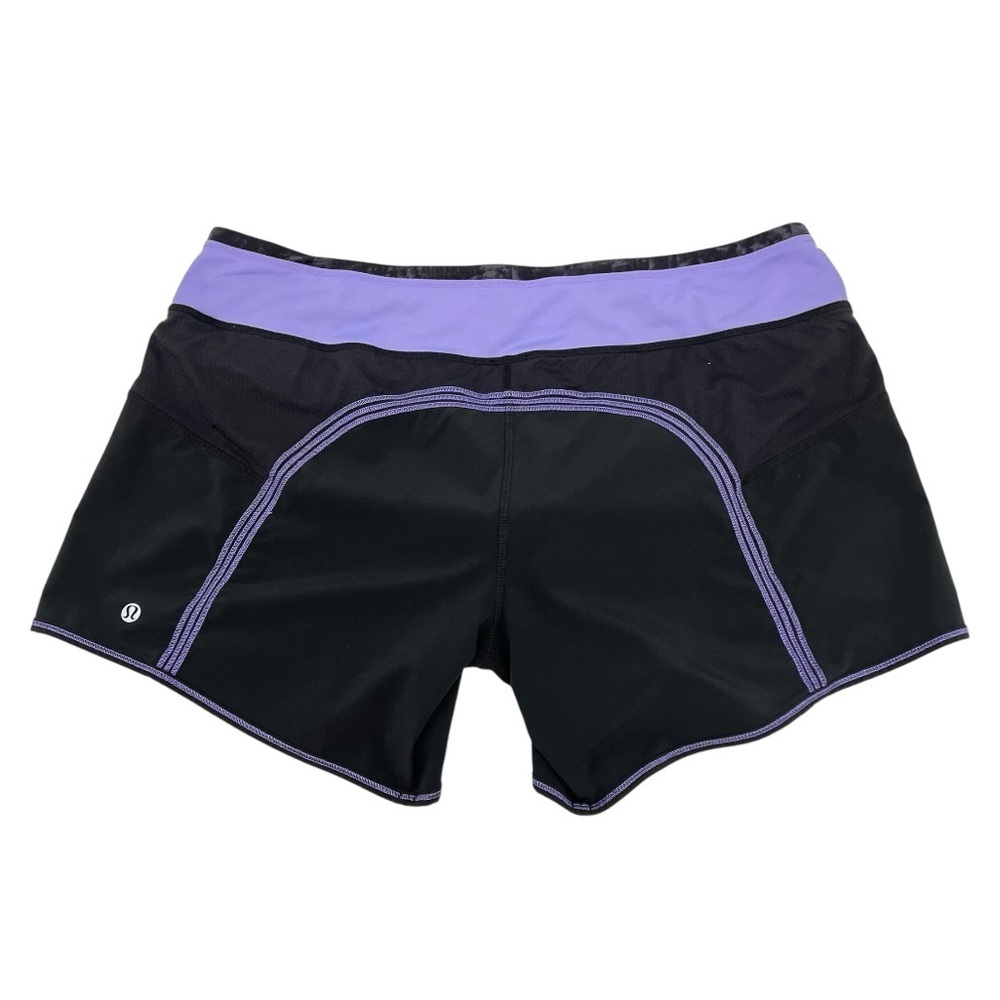 Lululemon Black Purple 5” Lined Running Athletic Performance Shorts Women’s 10 - Picture 7 of 11
